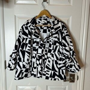 SANDRO. Stunning black and white blazer from Sandro. Geometric. Lined. So fun